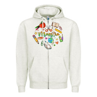 Oatmeal Heather maestra teacher heart doodle Zipper Hoodie - MaliasSmallBusiness