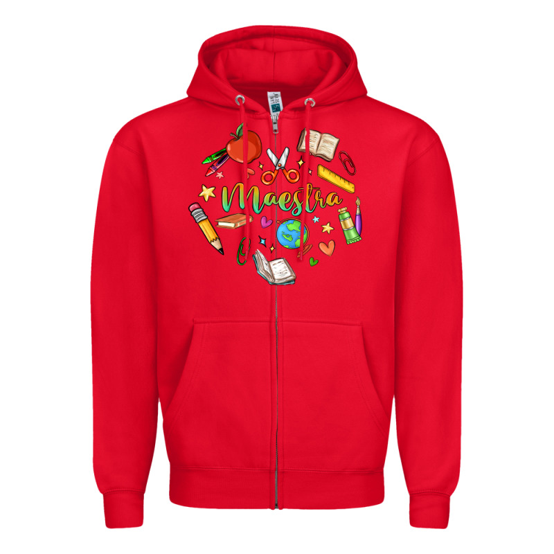Maestra Teacher Heart Doodle Zipper Hoodie by MaliasSmallBusiness | Teevron