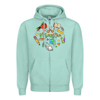 Seafoam maestra teacher heart doodle Zipper Hoodie - MaliasSmallBusiness