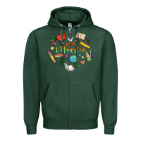 Sports Green maestra teacher heart doodle Zipper Hoodie - MaliasSmallBusiness