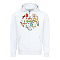 White maestra teacher heart doodle Zipper Hoodie - MaliasSmallBusiness