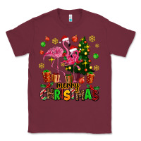 Burgundy flamingo merry christmas Classic Tee - AdoDesignShop