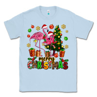 Dusty Blue flamingo merry christmas Classic Tee - AdoDesignShop