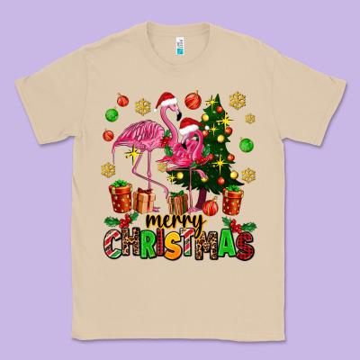 Flamingo Merry Christmas Classic Tee Designed By Adodesignshop