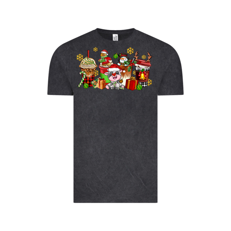 Christmas Cow Coffee Cups Vintage Tee by AdoDesignShop | Teevron