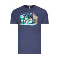 Vintage Denim winter snowman coffee cups Vintage Tee - AdoDesignShop