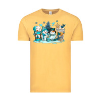 Vintage Mustard winter snowman coffee cups Vintage Tee - AdoDesignShop