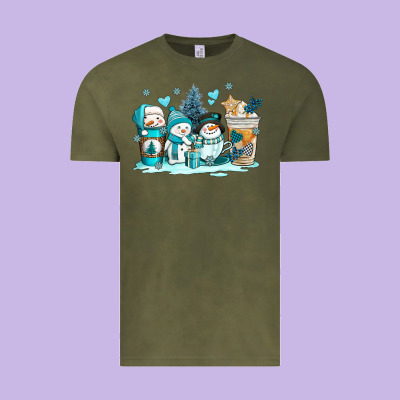 Winter Snowman Coffee Cups Vintage Tee Designed By Adodesignshop