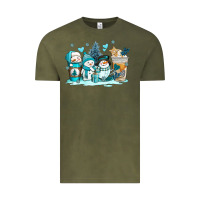 Vintage Olive winter snowman coffee cups Vintage Tee - AdoDesignShop