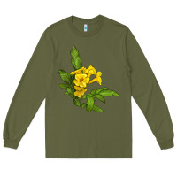 Army Green yellow elder flower Long Sleeve Tee - LillyAllenDesigns