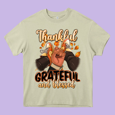 Heavy Core Tee Thankful grateful and Blessed black man sneakers