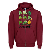 Burgundy teacher st.patrick's Zipper Hoodie - MaliasSmallBusiness