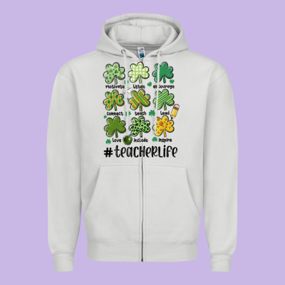 Teacher St.patrick's Zipper Hoodie Designed By Maliassmallbusiness
