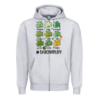 Heather Grey teacher st.patrick's Zipper Hoodie - MaliasSmallBusiness