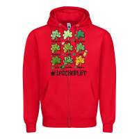 Red teacher st.patrick's Zipper Hoodie - MaliasSmallBusiness