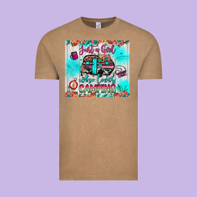Just A Girl Who Loves Camping Vintage Tee Designed By Jahusdesignshop