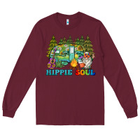 Burgundy hippie soul camping Long Sleeve Tee - BarkalooDesign