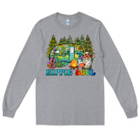 Heather Grey hippie soul camping Long Sleeve Tee - BarkalooDesign