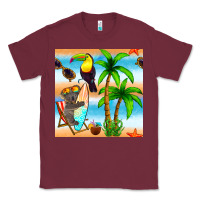 Burgundy tropical animals seamless pattern Classic Tee - BundleAndBundleShop
