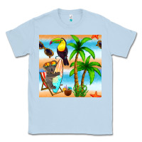 Dusty Blue tropical animals seamless pattern Classic Tee - BundleAndBundleShop