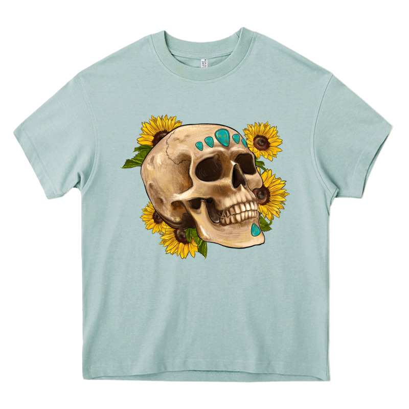 Skull Flowers And Gemstone Heavy Core Tee by Artiststas | Teevron