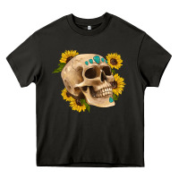Asphalt skull flowers and gemstone Heavy Core Tee - Artiststas