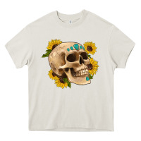 Cream skull flowers and gemstone Heavy Core Tee - Artiststas