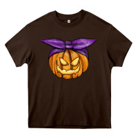 Chocolate Brown Jack O' Lantern Halloween Pumpkin Heavy Core Tee - RanaPortraitStore