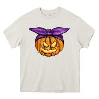 Cream Jack O' Lantern Halloween Pumpkin Heavy Core Tee - RanaPortraitStore