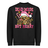 Black dead inside but merry  pink christmas skeleton Heavyweight Sweatshirt - AdoDesignShop