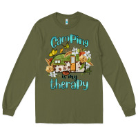Army Green camping is my therapy Long Sleeve Tee - BarkalooDesign
