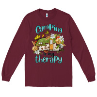 Burgundy camping is my therapy Long Sleeve Tee - BarkalooDesign