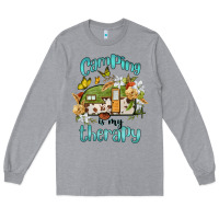 Heather Grey camping is my therapy Long Sleeve Tee - BarkalooDesign