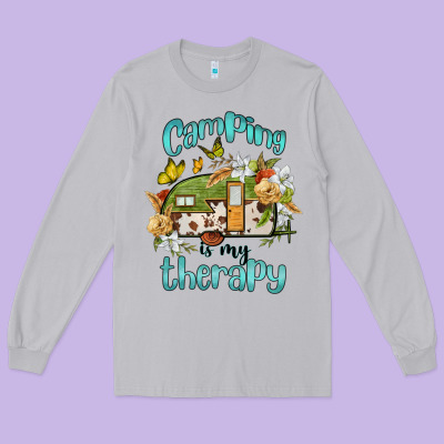 Camping Is My Therapy Long Sleeve Tee Designed By Barkaloodesign