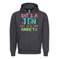 Smoke she's a ten but so is her anxiety Zipper Hoodie - MaliasSmallBusiness