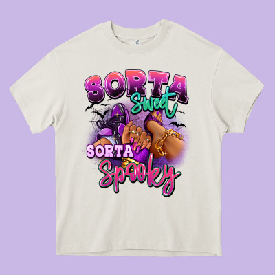 Heavy Core Tee Sorta sweet sorta spooky sneaker and heel afro wom