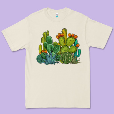 Watercolor Cactus Premium Tee Designed By Barkaloodesign