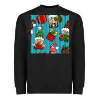 Black christmas gnomes and gift box seamless pattern Heavyweight Sweatshirt - BundleAndBundleShop