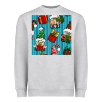 Heather Grey christmas gnomes and gift box seamless pattern Heavyweight Sweatshirt - BundleAndBundleShop