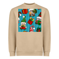 Mushroom christmas gnomes and gift box seamless pattern Heavyweight Sweatshirt - BundleAndBundleShop