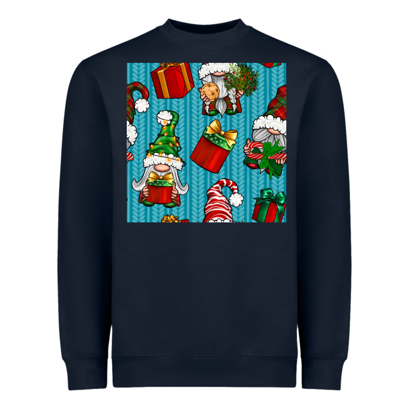 Christmas Gnomes And Gift Box Seamless Pattern Heavyweight Sweatshirt by BundleAndBundleShop | Teevron