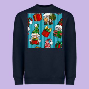 Christmas Gnomes And Gift Box Seamless Pattern Heavyweight Sweatshirt Designed By Bundleandbundleshop