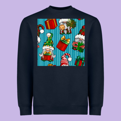 Christmas Gnomes And Gift Box Seamless Pattern Heavyweight Sweatshirt Designed By Bundleandbundleshop