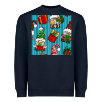 Navy christmas gnomes and gift box seamless pattern Heavyweight Sweatshirt - BundleAndBundleShop