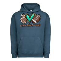 Pigment Midnight Navy Peace love football Urban Hoodie - HowdyJamesFarm