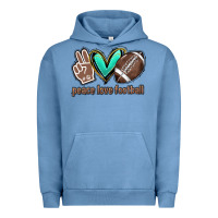 Pigment Pebble Blue Peace love football Urban Hoodie - HowdyJamesFarm