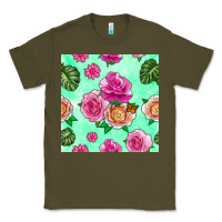 Army Green floral background Classic Tee - BundleAndBundleShop