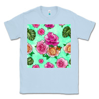 Dusty Blue floral background Classic Tee - BundleAndBundleShop