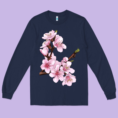 Peach Blossom Long Sleeve Tee Designed By Lillyallendesigns