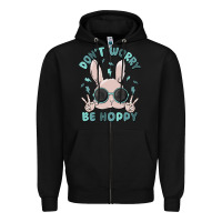 Black don't worry be hoppy Zipper Hoodie - MaliasSmallBusiness
